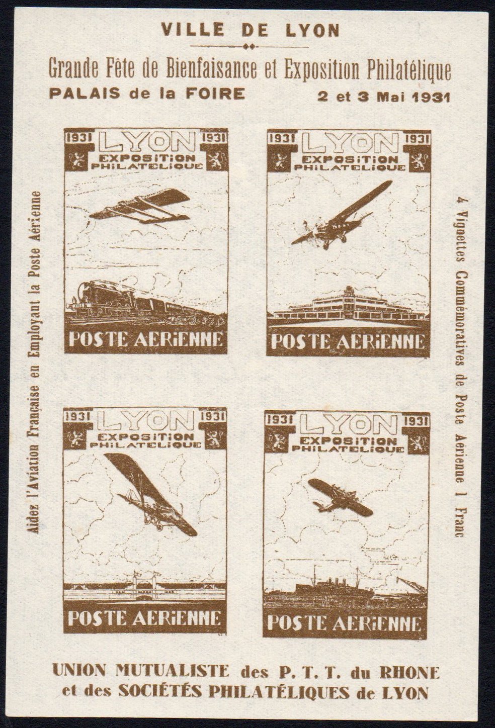 France : Lyon : Vignettes Cinderella Exposition Philatelique Train / Ship / Aircraft